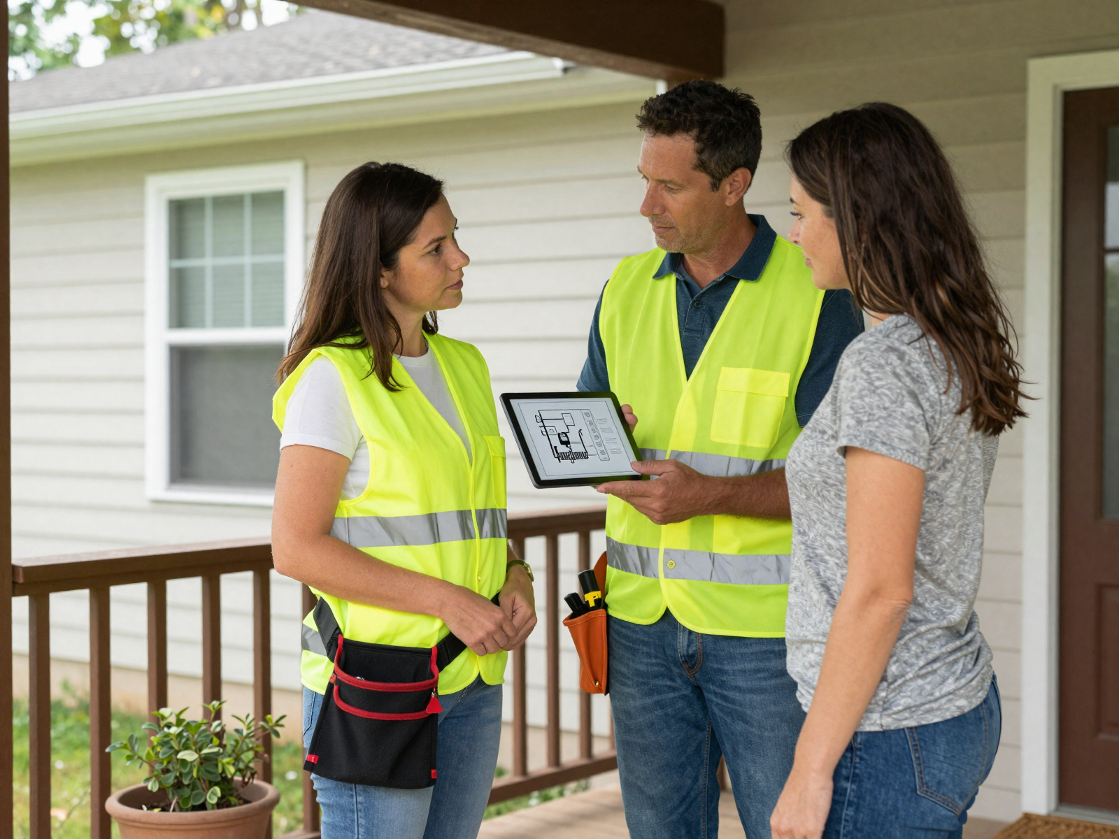 Licensed electrician consulting with homeowner on electrical solutions